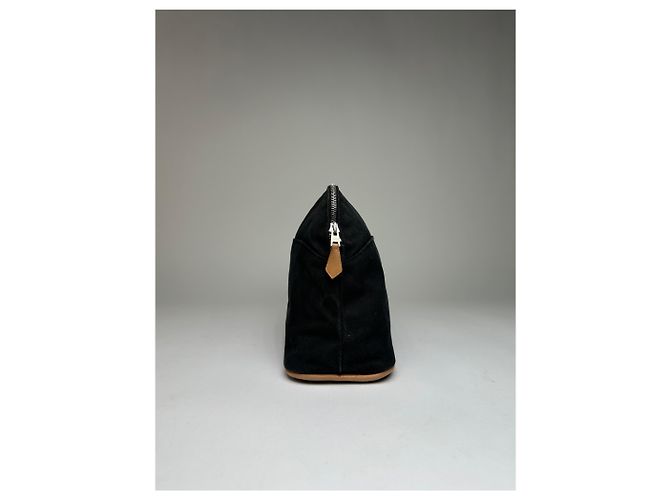 Trim Hermès Vintage Hermes Canvas Kosmetiktasche Black Tan Beige - Ansicht 4