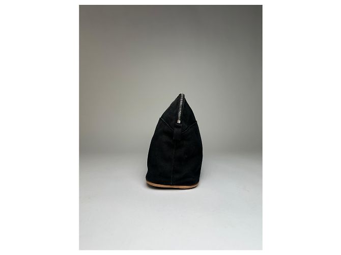 Trim Hermès Vintage Hermes Canvas Kosmetiktasche Black Tan Beige - Ansicht 6
