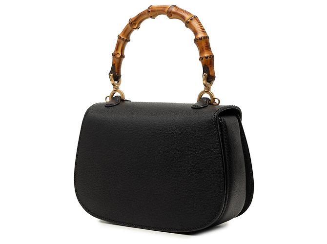 Bamboo Bolsa Satchel Night Gucci Small em couro de bezerro granulado preto com bambu - vista 2