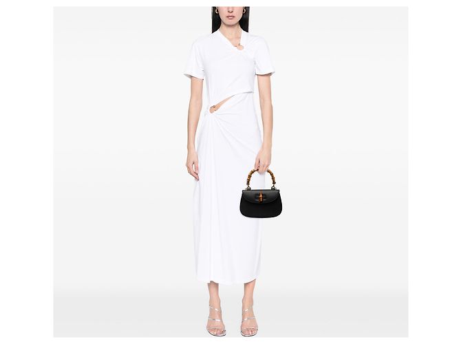 Bamboo Bolsa Satchel Night Gucci Small em couro de bezerro granulado preto com bambu - vista 6