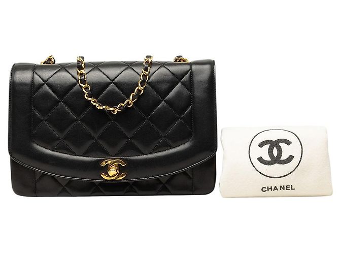 Borsa a tracolla Chanel Diana Medium in pelle d'agnello nera Nero - vista 7