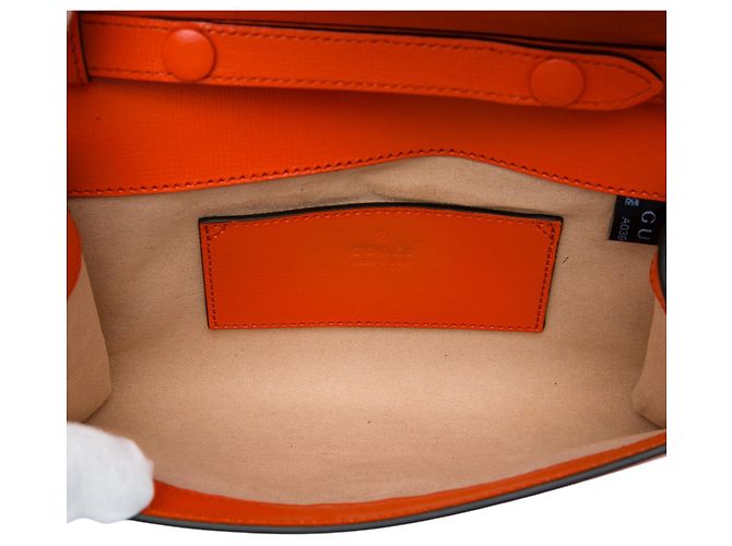 Borsa a tracolla Gucci Mini Horsebit 1955 Web in pelle Orange Arancione - vista 4