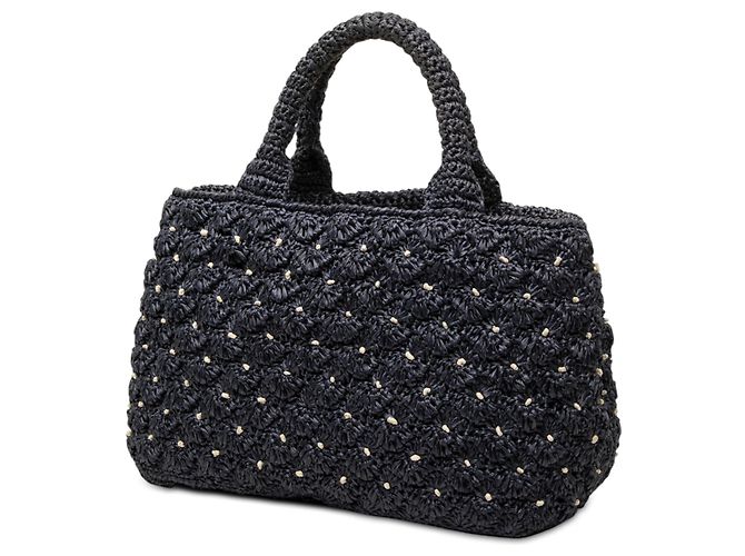 Borsa Prada in crochet effetto rafia blu a pois - vista 2