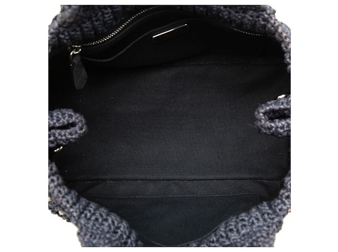Borsa Prada in crochet effetto rafia blu a pois - vista 4