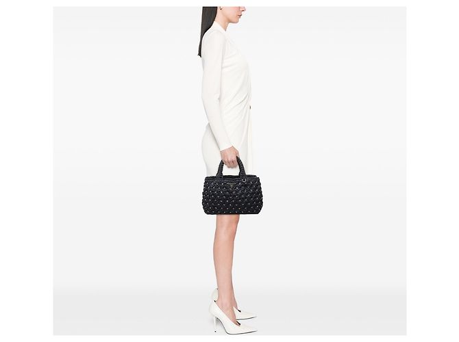 Borsa Prada in crochet effetto rafia blu a pois - vista 6