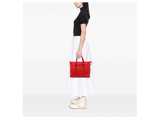 Borsa Satchel Gucci GG in nylon rossa Rosso - vista 6
