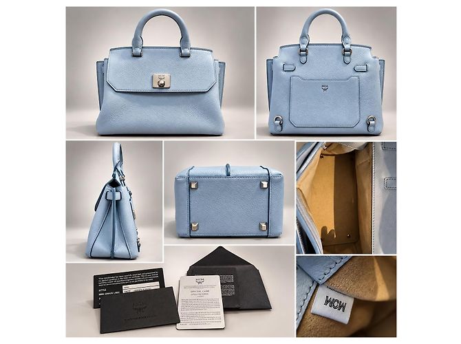 MCM Handtasche in Hellblauem Leder - Ansicht 6