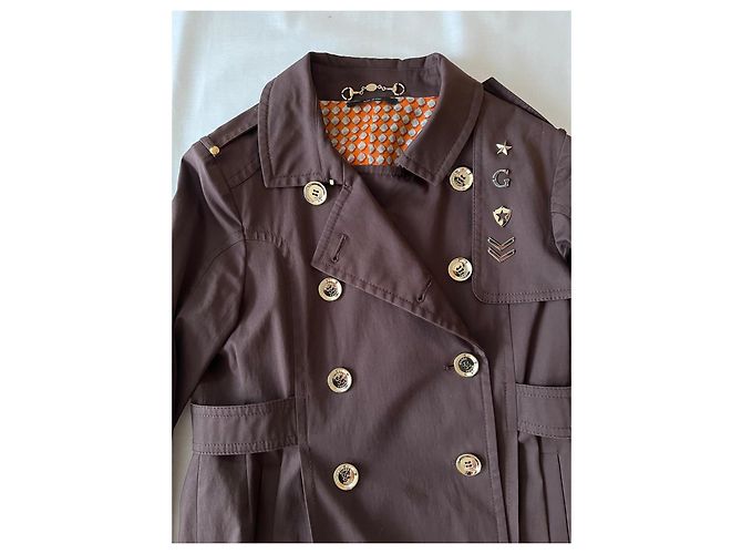 Gabardina Gucci marrón con detalle Horsebit Castaño - vista 6