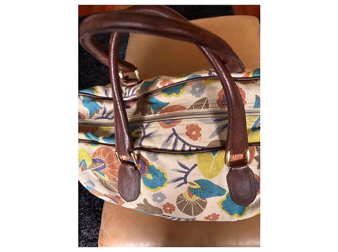 Marni Floral Print Weekend Bag Brown Pink Blue Beige Orange Purple Yellow - view 2