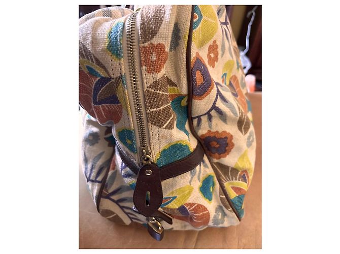 Marni Floral Print Weekend Bag Brown Pink Blue Beige Orange Purple Yellow - view 3