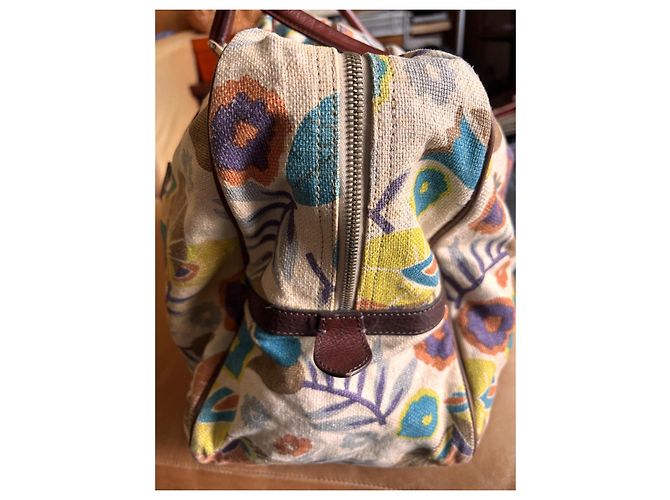 Marni Floral Print Weekend Bag Brown Pink Blue Beige Orange Purple Yellow - view 4