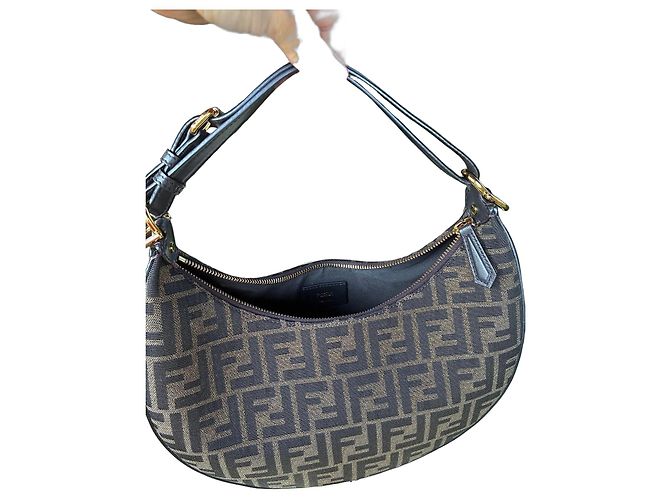 Borsa a spalla Fendi Zucca Monogramma Marrone e Nero - vista 2