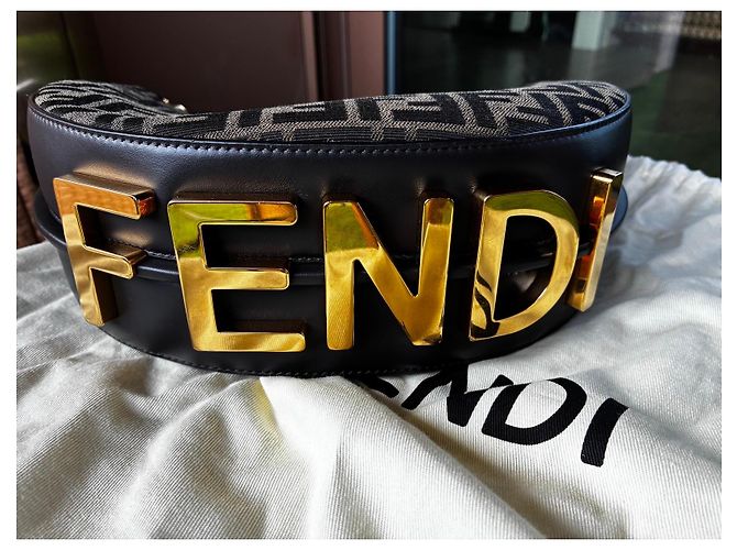 Borsa a spalla Fendi Zucca Monogramma Marrone e Nero - vista 3