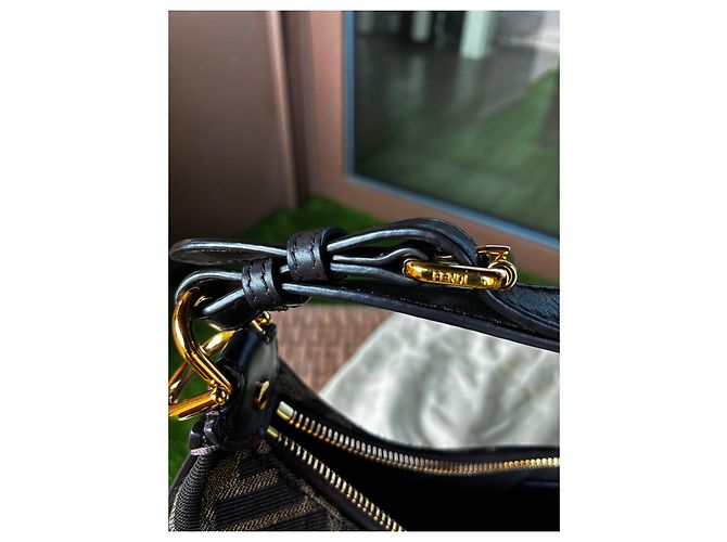 Borsa a spalla Fendi Zucca Monogramma Marrone e Nero - vista 7
