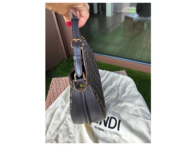 Borsa a spalla Fendi Zucca Monogramma Marrone e Nero - vista 8