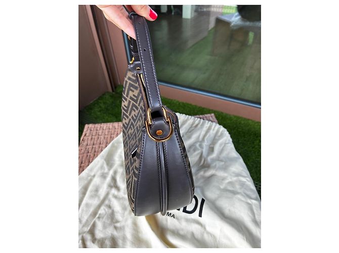 Borsa a spalla Fendi Zucca Monogramma Marrone e Nero - vista 9