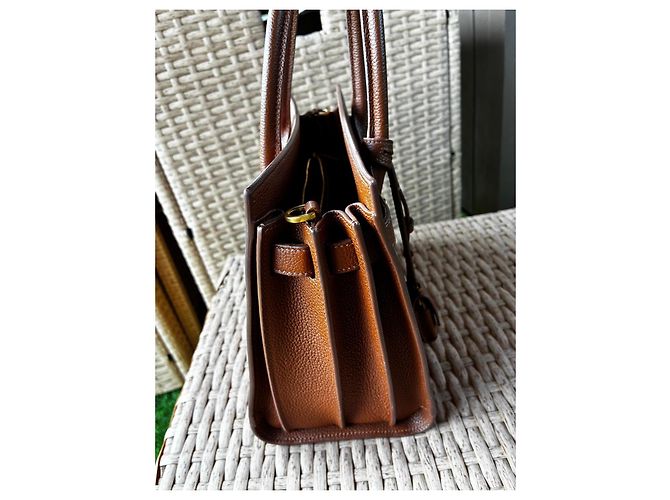 Autre Marque Saint Laurent Borsa SDJ Soft Bo in pelle marrone - vista 7