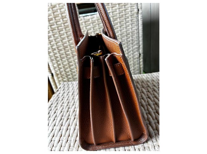 Autre Marque Saint Laurent Borsa SDJ Soft Bo in pelle marrone - vista 8