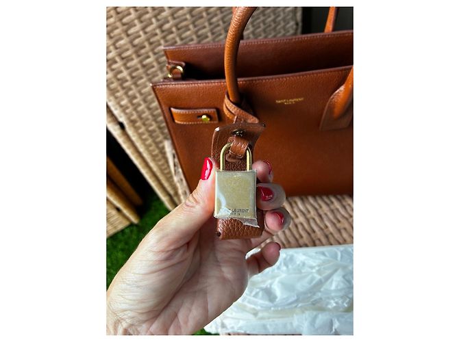 Autre Marque Saint Laurent Sac de Jour borsa shopper in pelle martellata marrone - vista 2