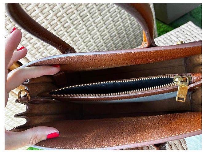 Autre Marque Saint Laurent Sac de Jour borsa shopper in pelle martellata marrone - vista 9