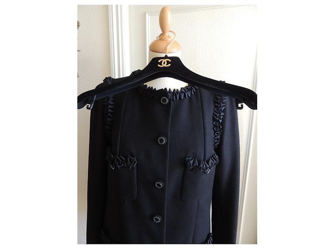 Chanel schwarze Woll-Kaschmir Jacke Größe 40 - Ansicht 2