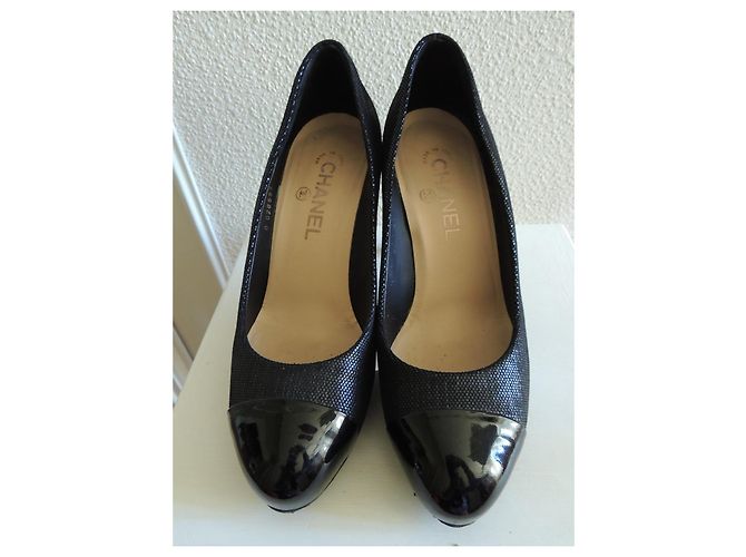 Chanel Galuchat Plateau-Pumps Schwarz - Ansicht 3