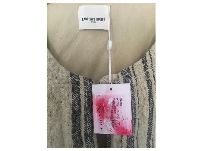 Laurence Dolige Chaqueta corta de seda a rayas Laurence Doligé Beige Gris antracita - vista 3