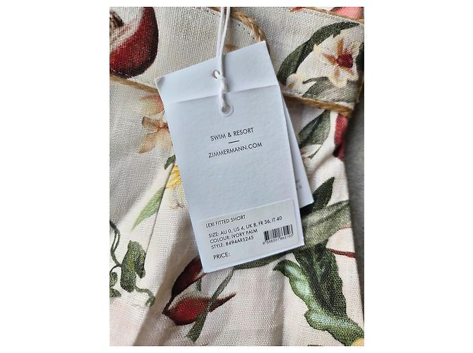 Zimmermann Lexi Fitted Leinen-Shorts mit Blumenprint Braun Weiß Rot Grün Gelb - Ansicht 2