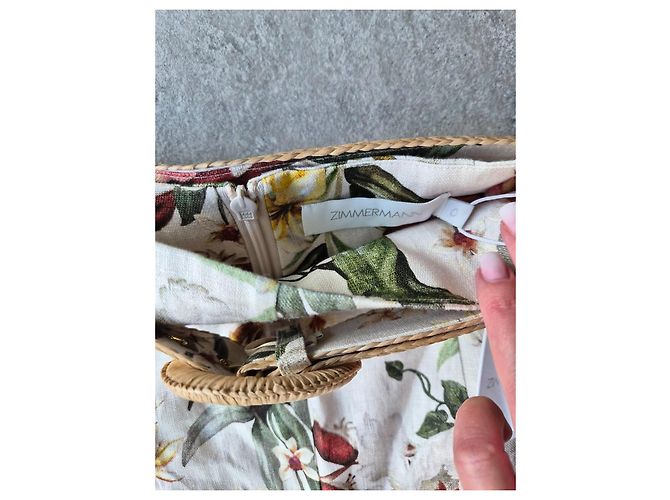 Zimmermann Lexi Fitted Leinen-Shorts mit Blumenprint Braun Weiß Rot Grün Gelb - Ansicht 4