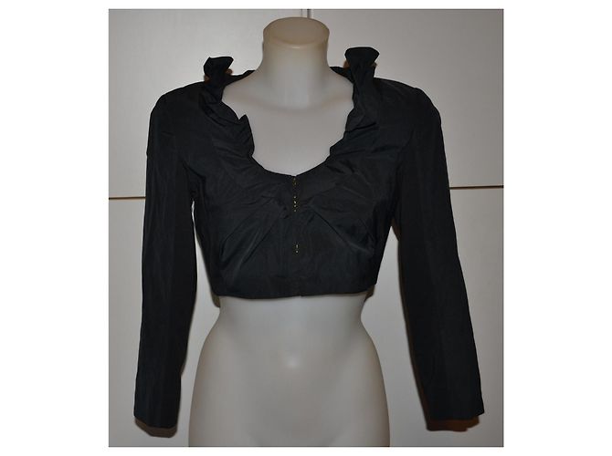 Pinko Black Ruffled Cropped Jacket - view 2