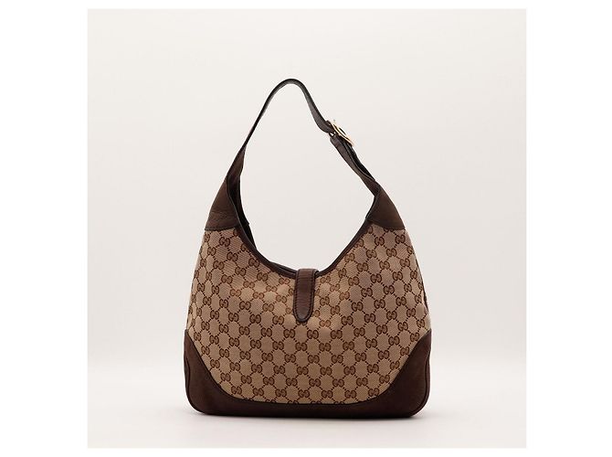 Gucci Borsa Hobo Jackie in tela monogramma GG Marrone Rosso Verde - vista 3