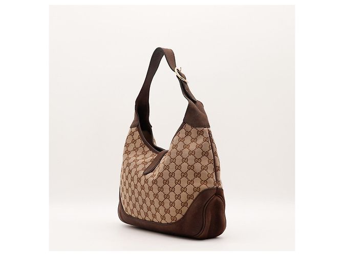 Gucci Borsa Hobo Jackie in tela monogramma GG Marrone Rosso Verde - vista 4