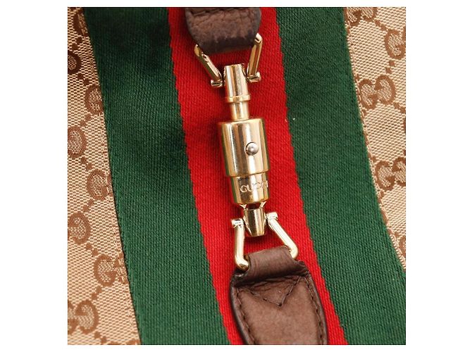 Gucci Borsa Hobo Jackie in tela monogramma GG Marrone Rosso Verde - vista 7