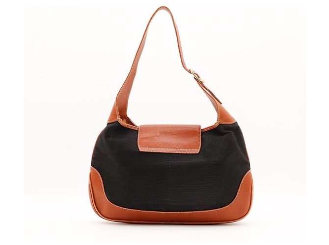 Gucci Jackie Borsa Hobo in Tela Nera e Pelle Marrone Nero - vista 3