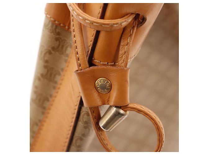Céline Celine Bolsa Bucket Monograma Triomphe Marrom Bege - vista 11