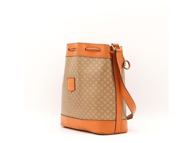 Céline Celine Bolsa Bucket Monograma Triomphe Marrom Bege - vista 2