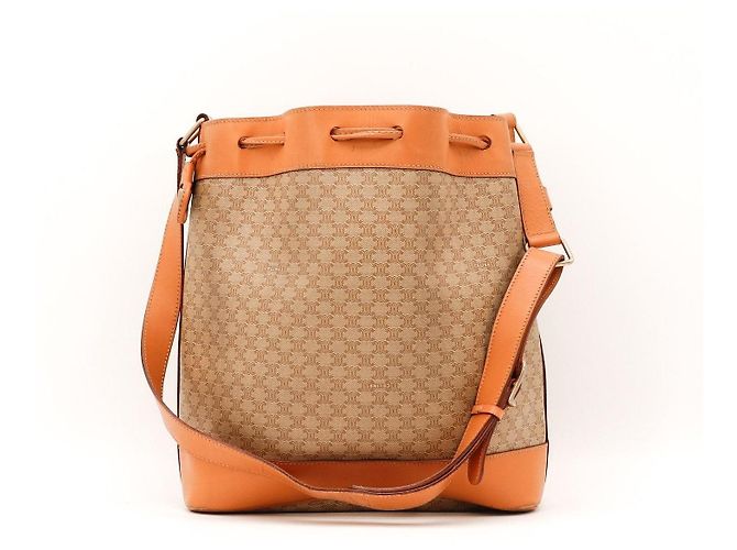 Céline Celine Bolsa Bucket Monograma Triomphe Marrom Bege - vista 3