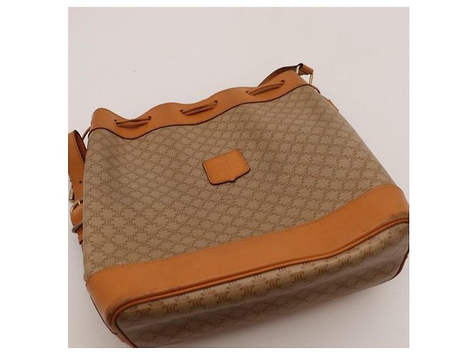 Céline Celine Bolsa Bucket Monograma Triomphe Marrom Bege - vista 6