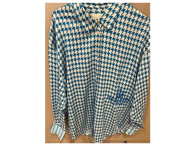 DMN Camicia a motivo pied-de-poule blu e bianco - vista 15