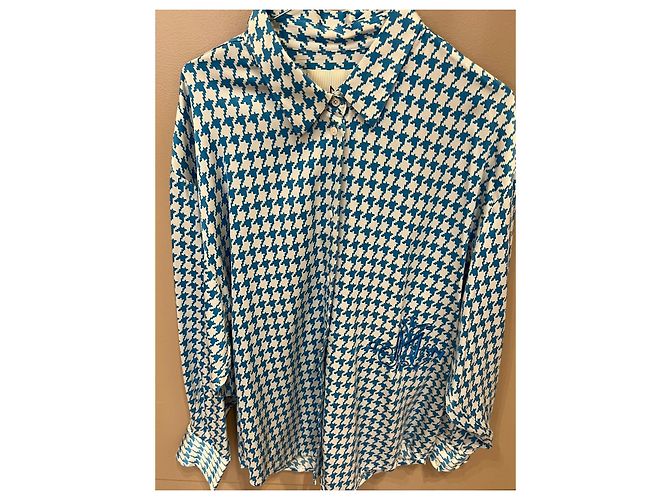DMN Camicia a motivo pied-de-poule blu e bianco - vista 16