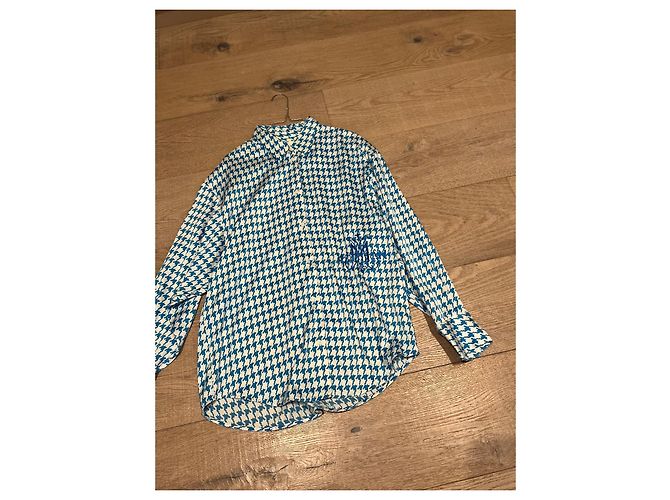 DMN Camicia a motivo pied-de-poule blu e bianco - vista 20