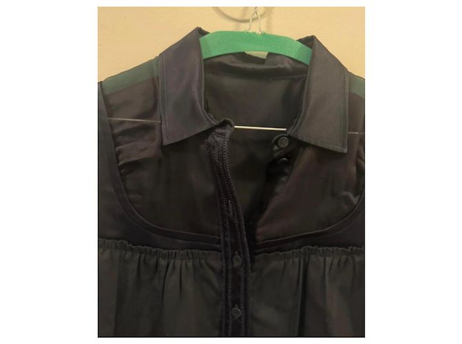 Philosophy di Alberta Ferretti Camisa em seda e algodão Preto Azul - vista 8