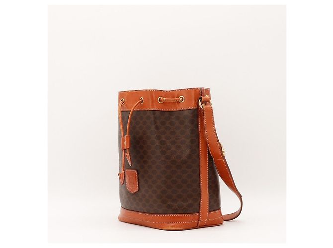 Céline Celine Bolsa Bucket em Lona Macadam Marrom - vista 2