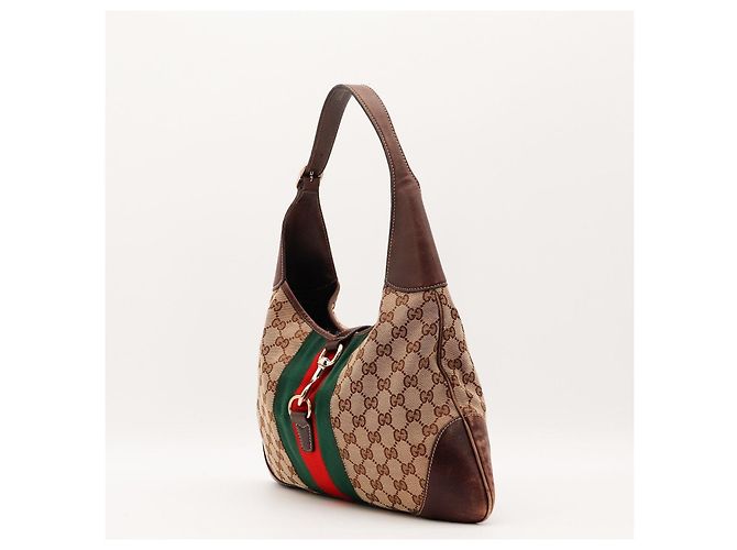 Gucci GG Monogramm Canvas Hobo-Bag mit Web-Streifen Braun Rot Beige Grün - Ansicht 2