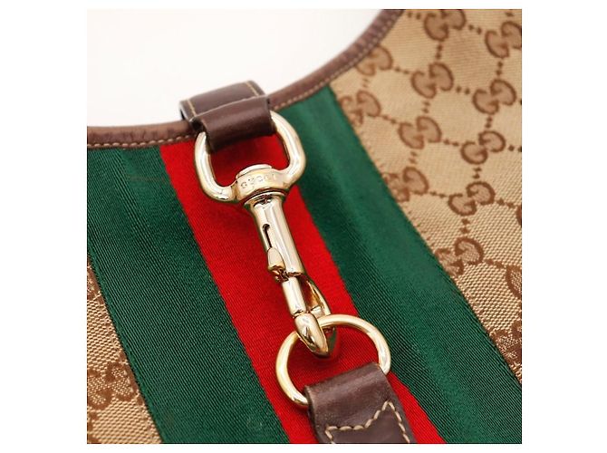 Gucci GG Monogramm Canvas Hobo-Bag mit Web-Streifen Braun Rot Beige Grün - Ansicht 7