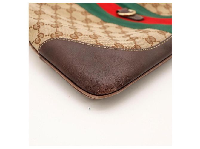 Gucci GG Monogramm Canvas Hobo-Bag mit Web-Streifen Braun Rot Beige Grün - Ansicht 9