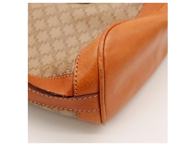 Céline Celine Bolsa Bucket Tela Monograma e Couro Marrom - vista 10