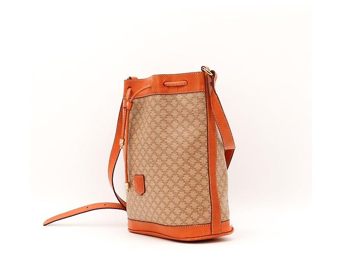 Céline Celine Bolsa Bucket Tela Monograma e Couro Marrom - vista 2