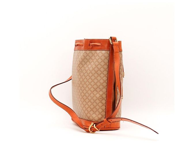 Céline Celine Bolsa Bucket Tela Monograma e Couro Marrom - vista 4