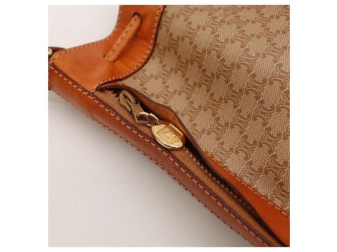 Céline Celine Bolsa Bucket Tela Monograma e Couro Marrom - vista 8